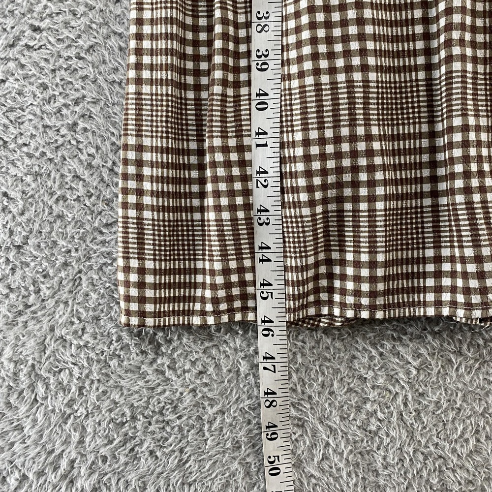 Urban Outfitters Midi Dress Womens Medium Check Belted V Neck Neutral Clean Girl - Picture 6 of 14